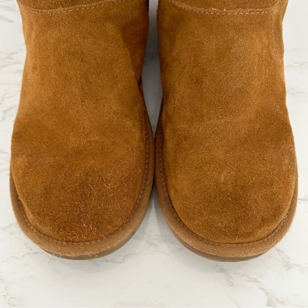 Koolaburra Kenslei Tall Boots in Chestnut Brown sz 6.5 Suede Leather Faux Fur